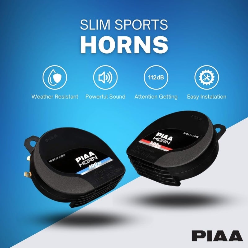 Piaa 85114 Slim Line 112Db 400Hz and 500Hz Twin Tone Sports Horn Kit for All Vehicles, Black - Image 2